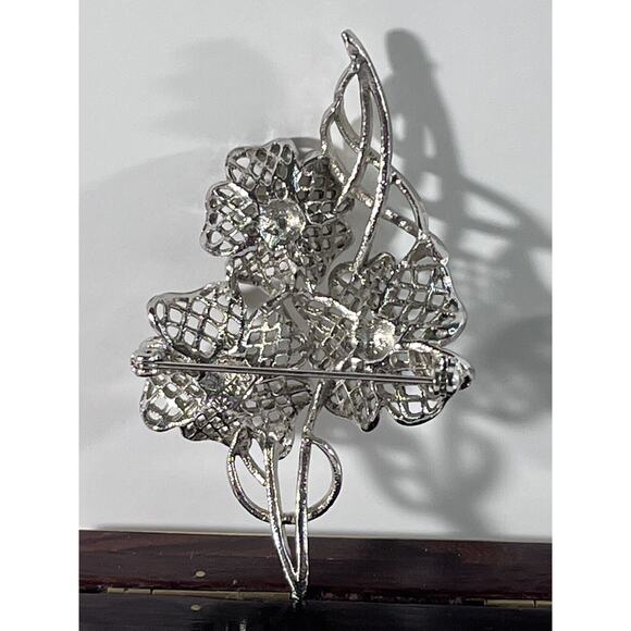Unser Stunning Silver 5 Leaf Clover Brooch Pin - Picture 2 of 4
